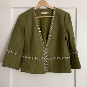 Tory Burch Beaded Green Blazer